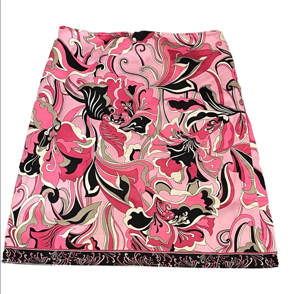 Judith Hart Petites Pink, Black & White Lined Pencil Skirt – Size 8P, GUC